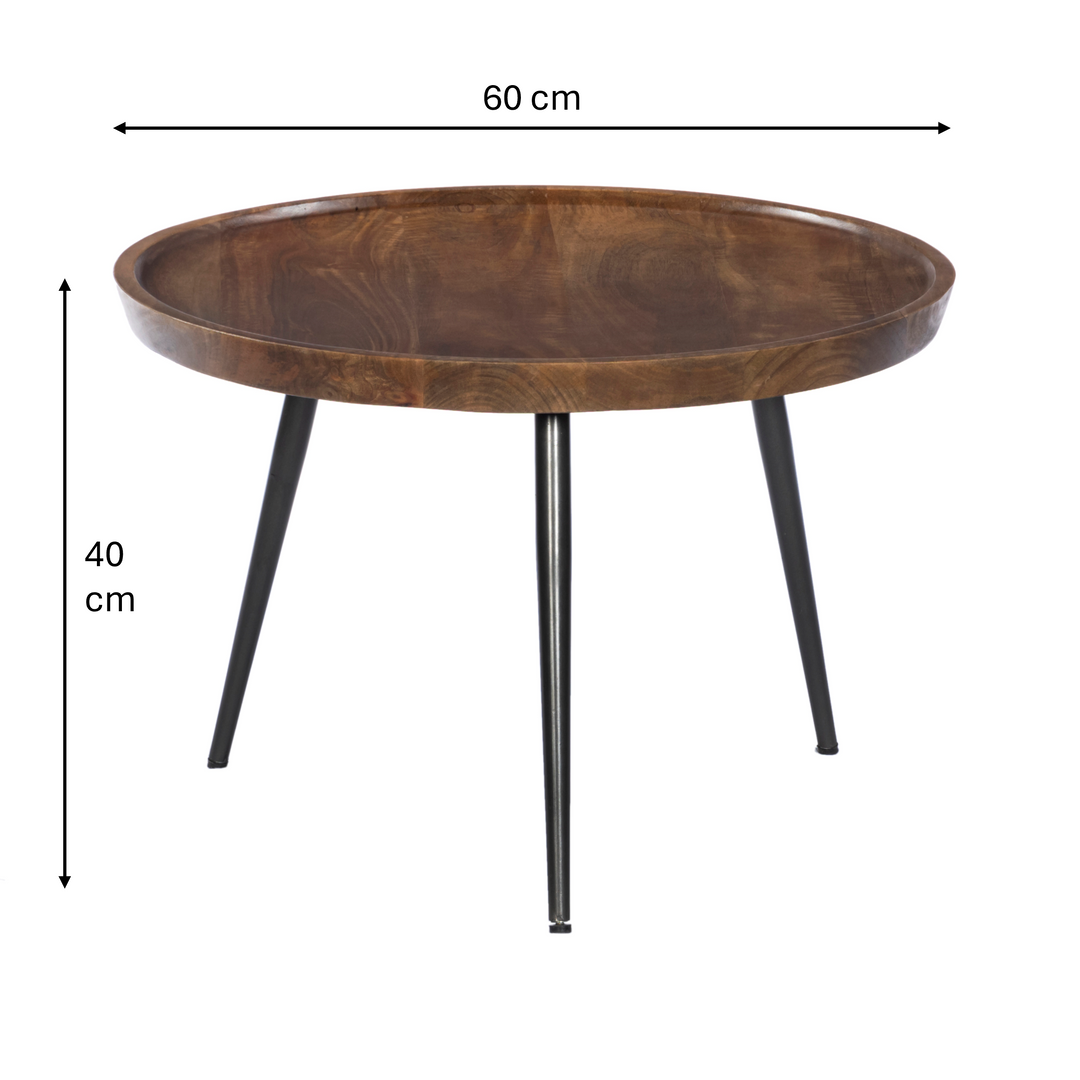 GHomeUK Coffee Table Mango Wood Brown Round - DWWO