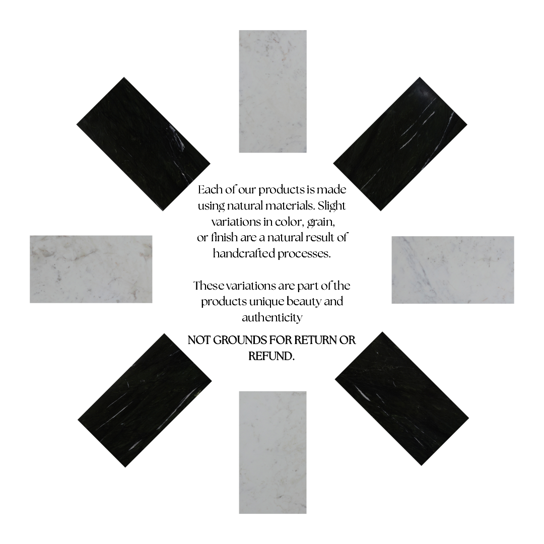 GHome UK Solid Mango Wood Black & White Marble C Side Table with Twisted Design