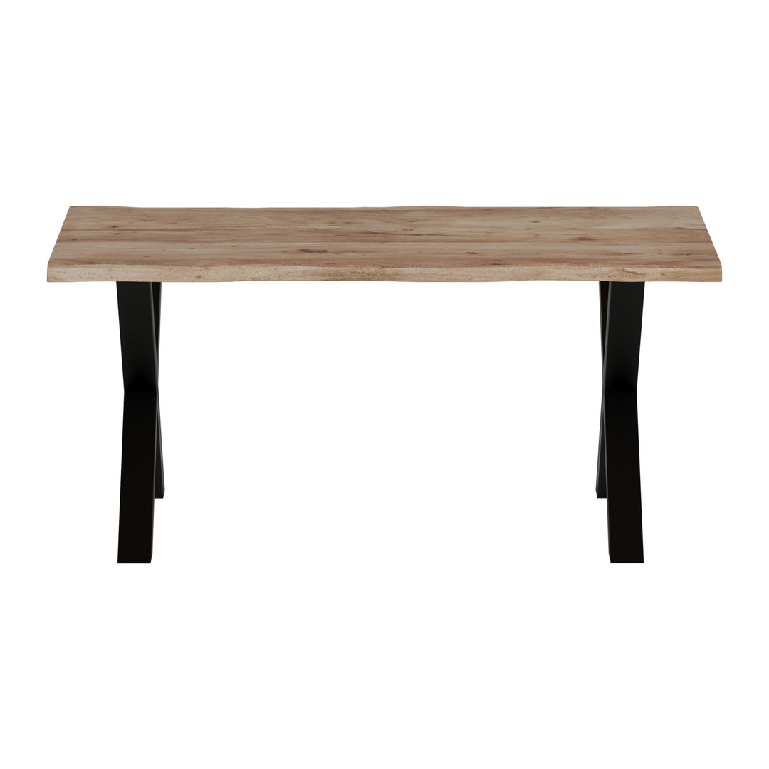 GHomeUK Acacia Wood Live Edge Coffee Table Black Cross Legs - EETTA