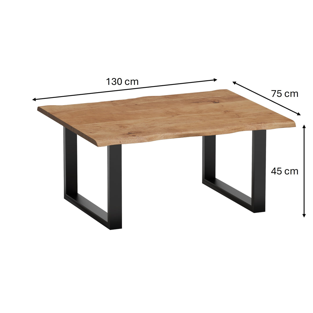 GHomeUK Acacia Wood Live Edge Coffee Table Walnut Finish - EETTA