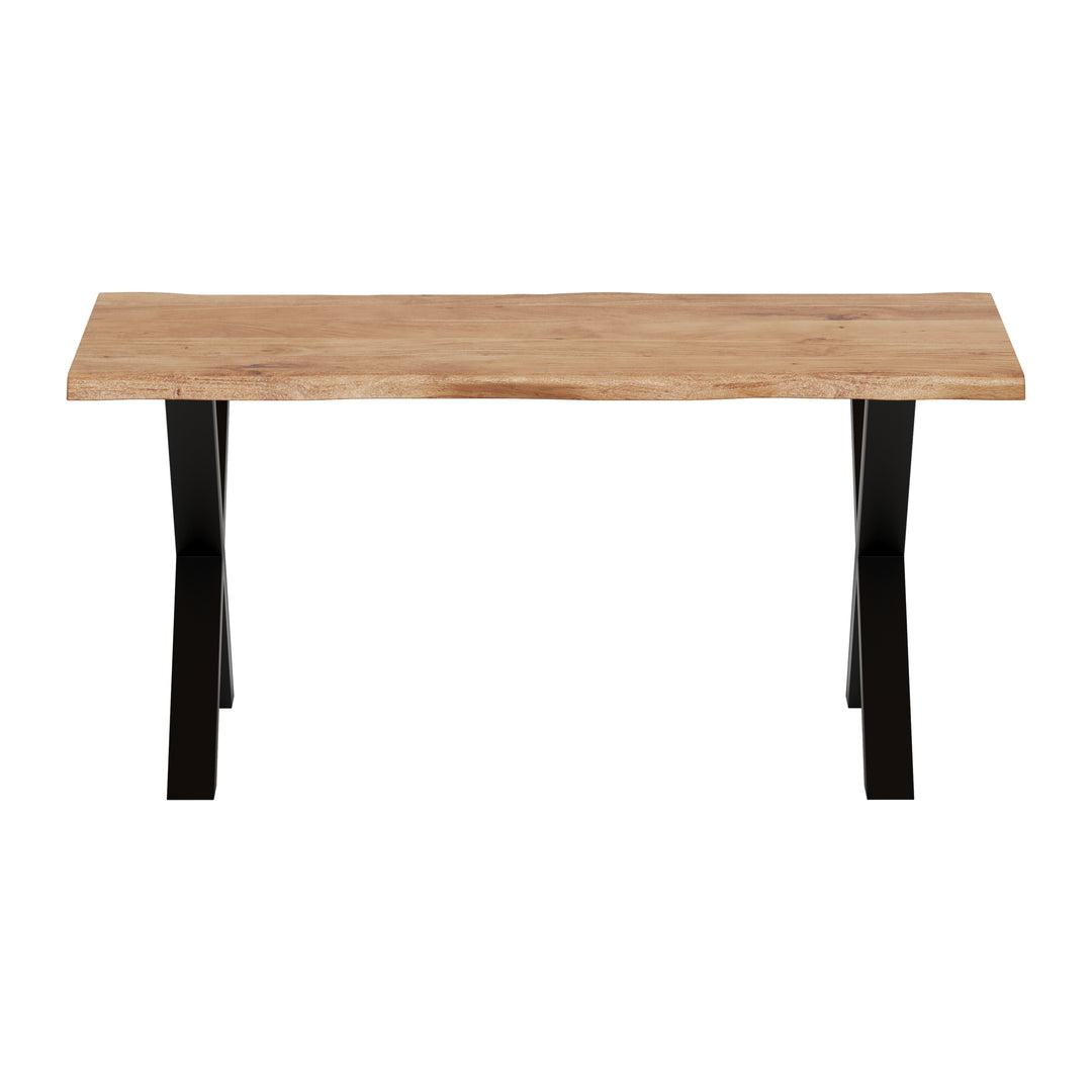 GHomeUK Modern Acacia Coffee Table [Walnut Finish, X-Shaped Black Legs] - EETTA