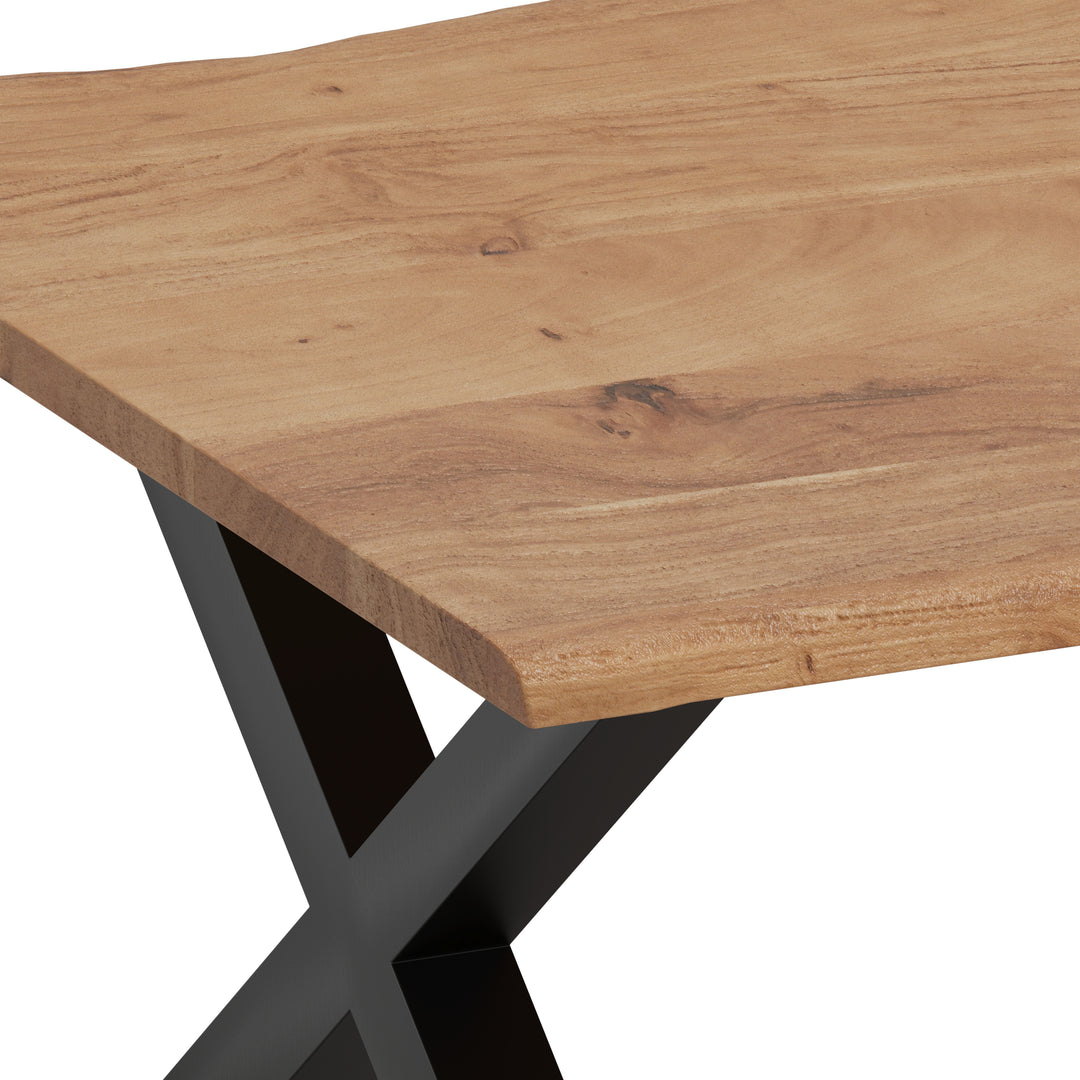 GHomeUK Modern Acacia Coffee Table [Walnut Finish, X-Shaped Black Legs] - EETTA