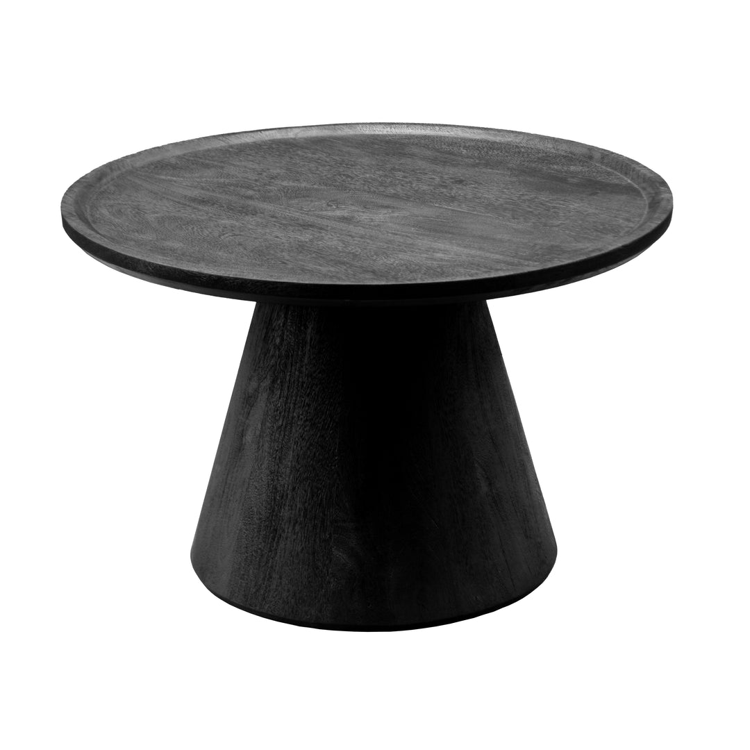 GHome UK Solid Mango Wood Black Round Coffee Table Sandblast Finish