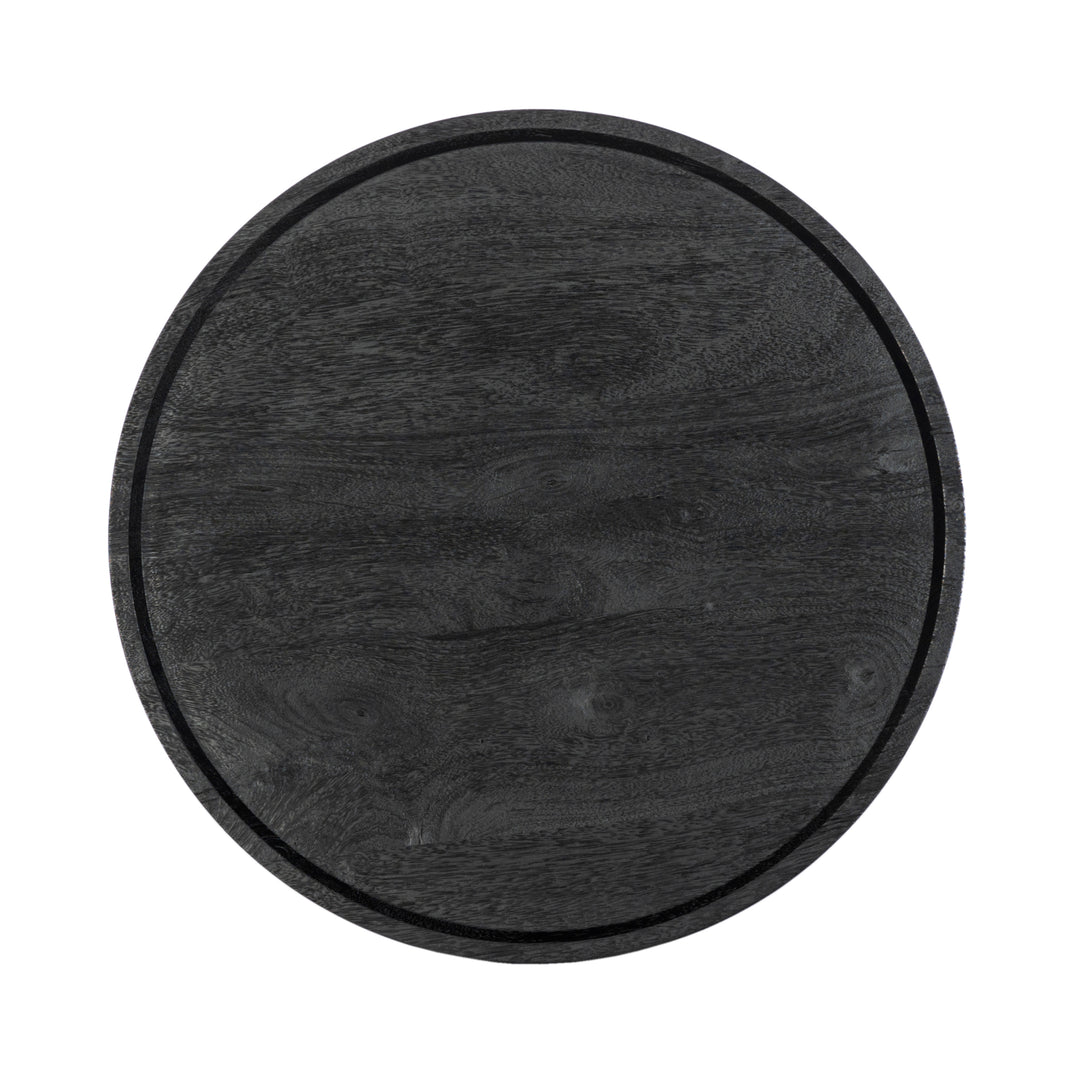 GHome UK Solid Mango Wood Black Round Coffee Table Sandblast Finish
