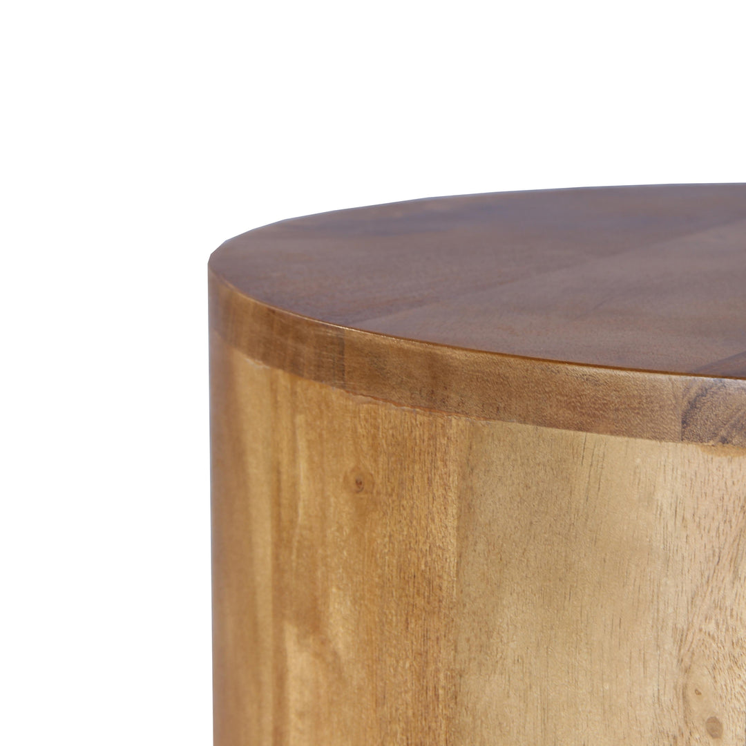 GHomeUK Durable Acacia Wood Natural Stained Stump Side Table