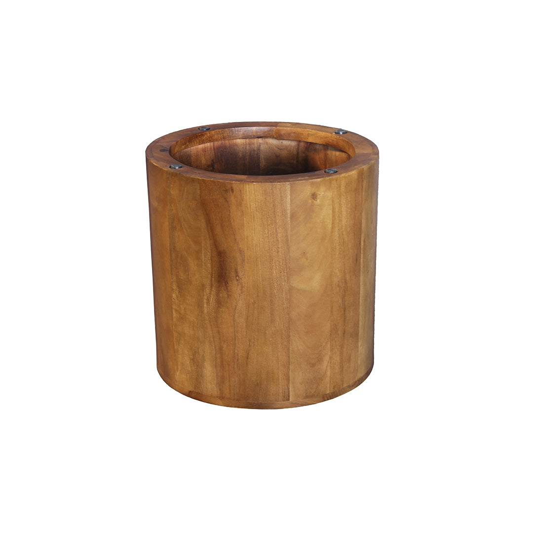 GHomeUK Durable Acacia Wood Natural Stained Stump Side Table