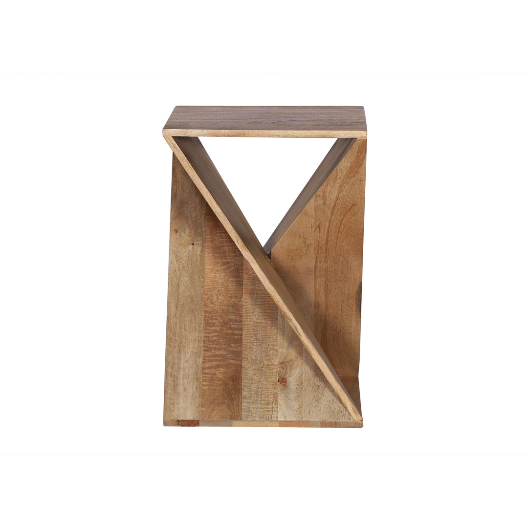 GHome UK Solid Mango Wood Twist side Table in Natural & Walnut Finish