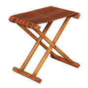 GHomeUK Leather Folding Stool with Wooden Base - HART