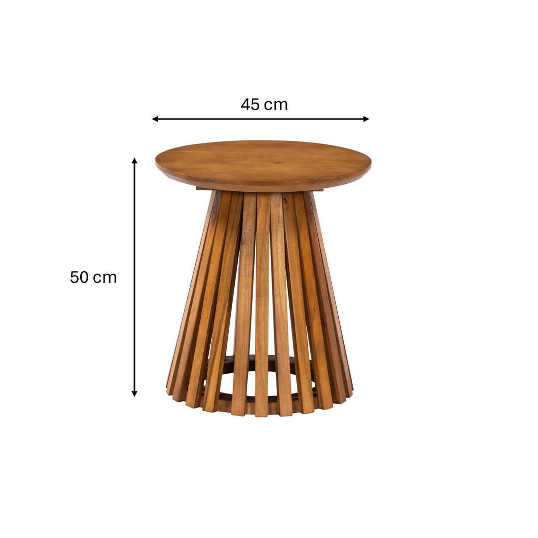GHomeUK Elegant Mango Wood Smooth Stained Slate Base Round Side Table - UUAR