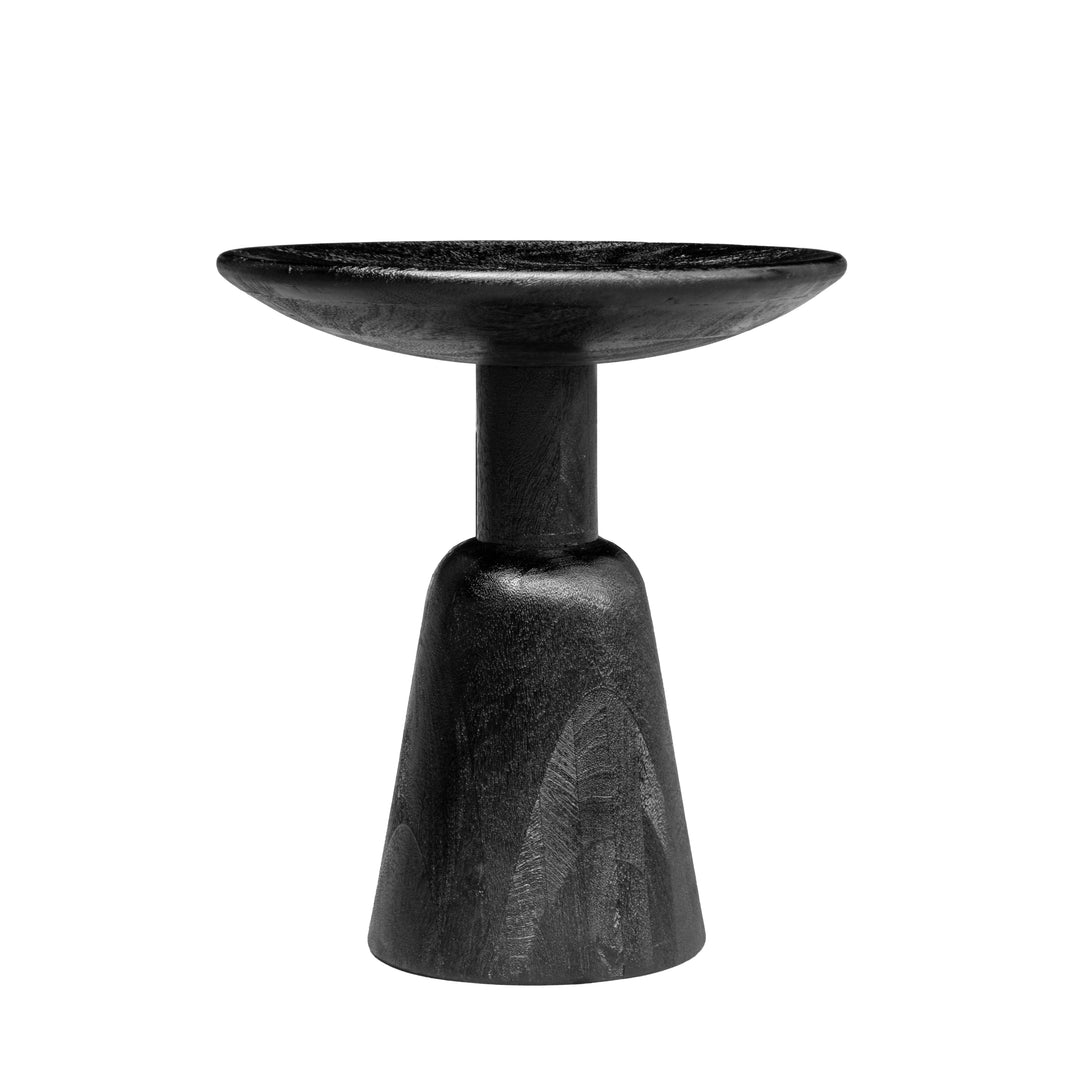 GHome UK Solid Mango Wood Black Round Side Table Sandblast Finish