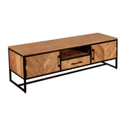 GHomeUK  Acacia Wood Black Parquetry TV Cabinet