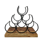 Load image into Gallery viewer, GHomeUK Modern Wine Bottle Rack Acacia Wood and Black Metal - CEEEL
