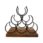 Load image into Gallery viewer, GHomeUK Modern Wine Bottle Rack Acacia Wood and Black Metal - CEEEL
