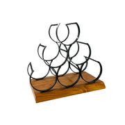 GHomeUK Luxury Wine Bottle Holder Acacia Wood and Black Metal - CEEEL