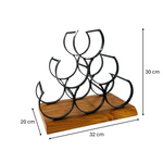 Load image into Gallery viewer, GHomeUK Luxury Wine Bottle Holder Acacia Wood and Black Metal - CEEEL

