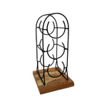 Load image into Gallery viewer, GHomeUK 3-Bottle Wine Holder Acacia Wood &amp; Black Metal Rack - RODD
