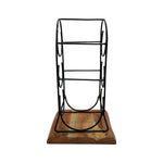 Load image into Gallery viewer, GHomeUK 3-Bottle Wine Holder Acacia Wood &amp; Black Metal Rack - RODD
