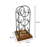Load image into Gallery viewer, GHomeUK 3-Bottle Wine Holder Acacia Wood &amp; Black Metal Rack - RODD
