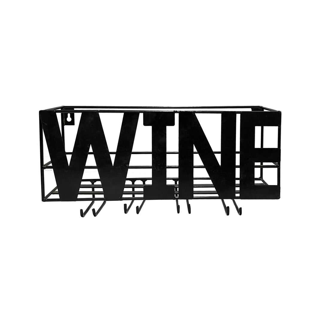 GHomeUK Metal Black Wine Rack & Glass Holder Wall Mount - IABEC