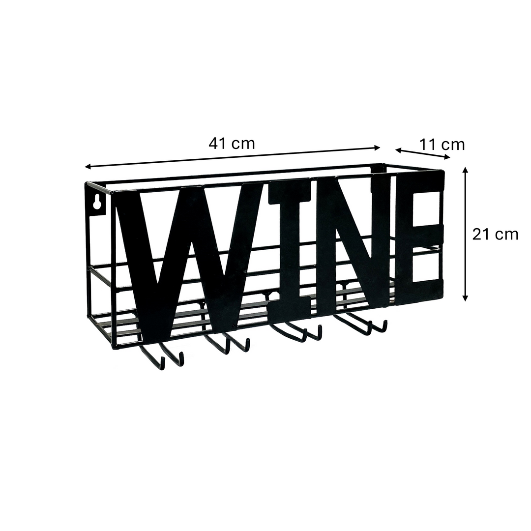 GHomeUK Metal Black Wine Rack & Glass Holder Wall Mount - IABEC