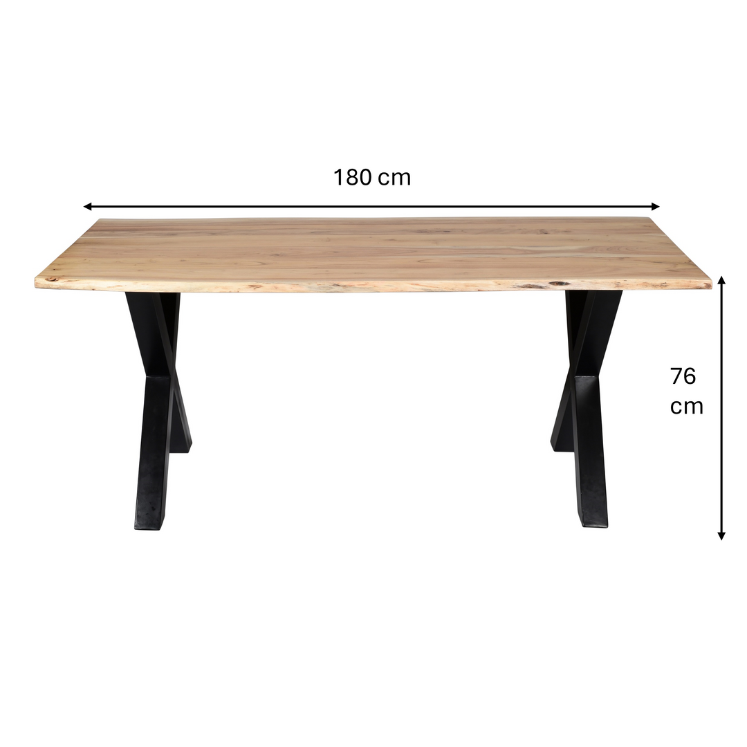 Live Edge X Base Dining Table